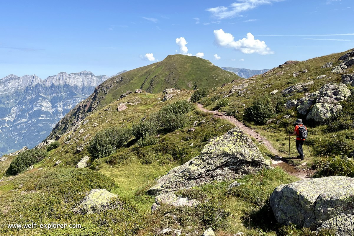 Wanderer am Flumserberg in der Schweiz